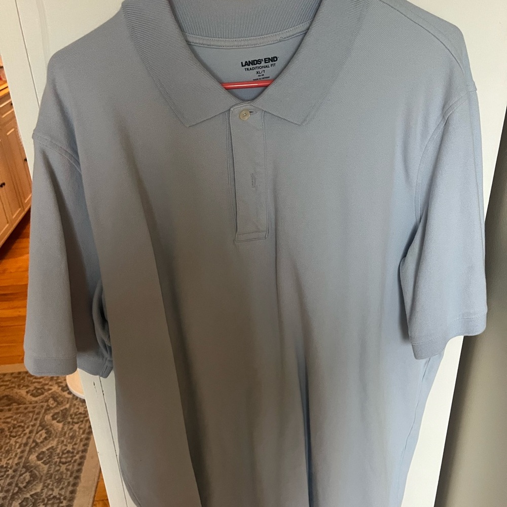 Lands' End Men's Sky Blue Polo Shirt